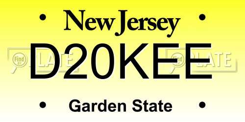 D20KEE New Jersey License Plate