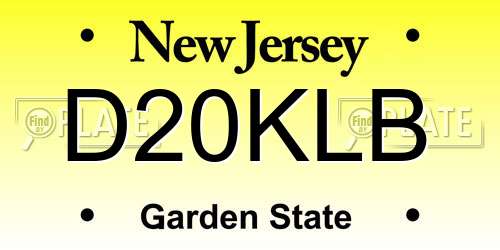 D20KLB New Jersey License Plate