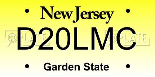 D20LMC New Jersey License Plate