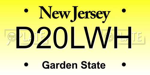D20LWH New Jersey License Plate