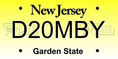 D20MBY New Jersey License Plate