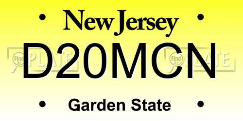 D20MCN New Jersey License Plate