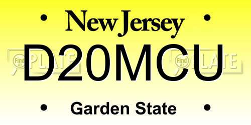 D20MCU New Jersey License Plate
