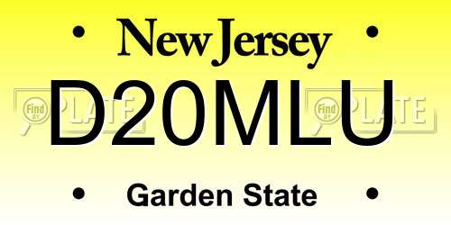 D20MLU New Jersey License Plate