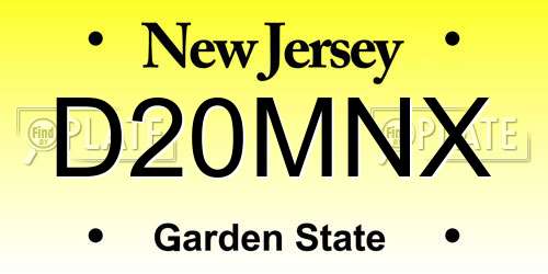 D20MNX New Jersey License Plate
