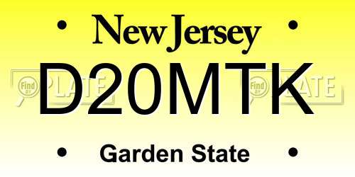 D20MTK New Jersey License Plate
