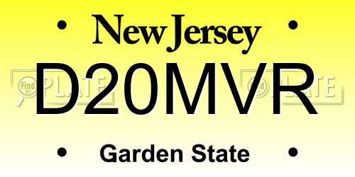 D20MVR New Jersey License Plate