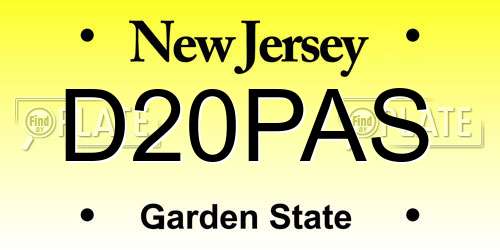 D20PAS New Jersey License Plate