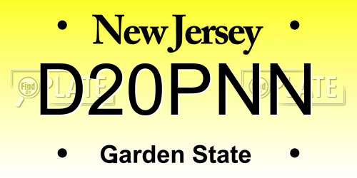 D20PNN New Jersey License Plate