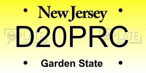 D20PRC New Jersey License Plate