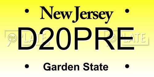 D20PRE New Jersey License Plate