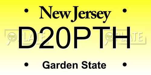 D20PTH New Jersey License Plate