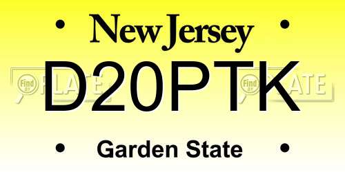 D20PTK New Jersey License Plate
