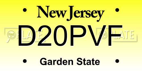 D20PVF New Jersey License Plate