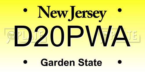 D20PWA New Jersey License Plate