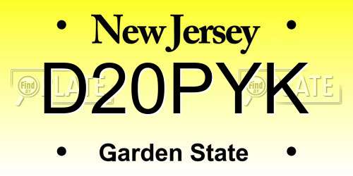 D20PYK New Jersey License Plate