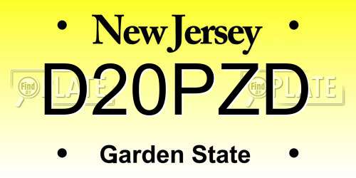 D20PZD New Jersey License Plate