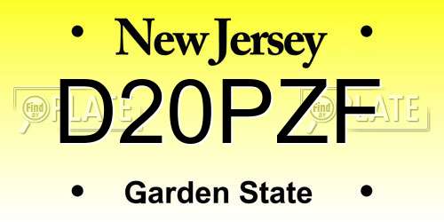 D20PZF New Jersey License Plate