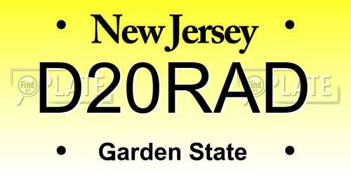 D20RAD New Jersey License Plate