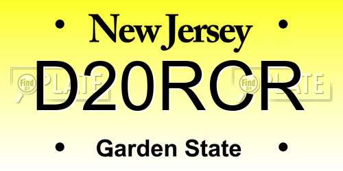 D20RCR New Jersey License Plate