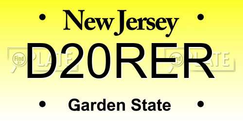 D20RER New Jersey License Plate