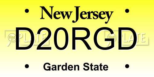 D20RGD New Jersey License Plate
