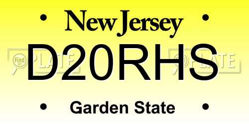 D20RHS New Jersey License Plate