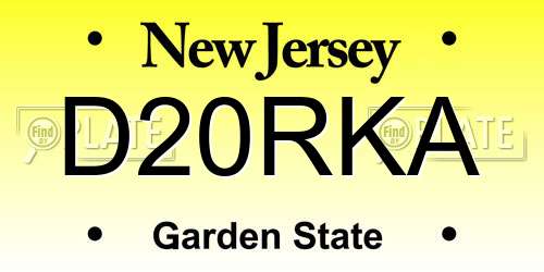 D20RKA New Jersey License Plate