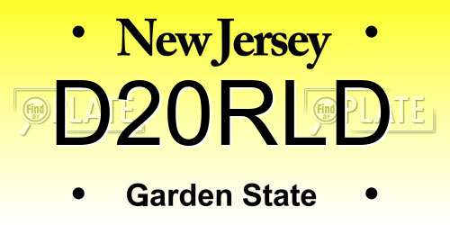 D20RLD New Jersey License Plate