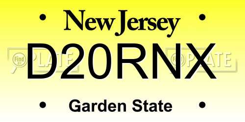 D20RNX New Jersey License Plate