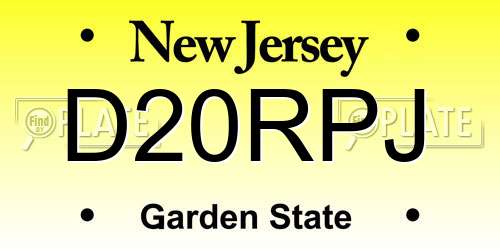 D20RPJ New Jersey License Plate