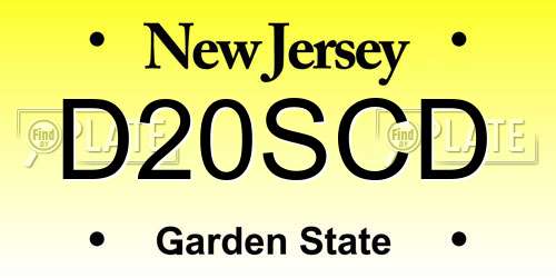 D20SCD New Jersey License Plate