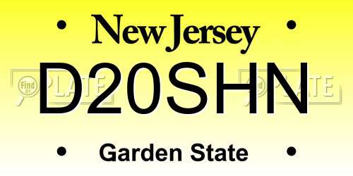D20SHN New Jersey License Plate