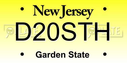 D20STH New Jersey License Plate