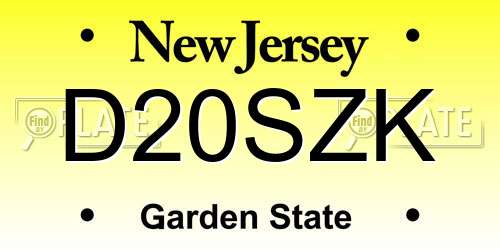 D20SZK New Jersey License Plate