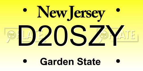 D20SZY New Jersey License Plate