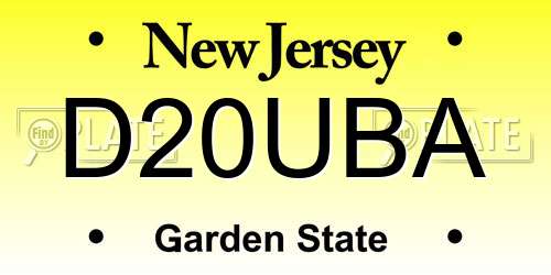 D20UBA New Jersey License Plate