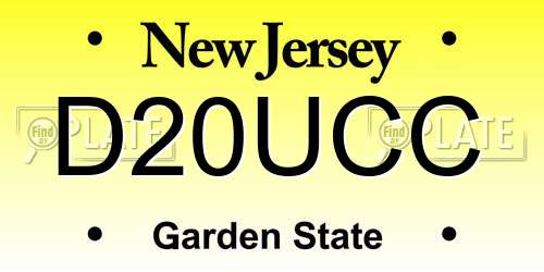 D20UCC New Jersey License Plate
