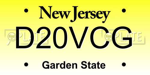 D20VCG New Jersey License Plate