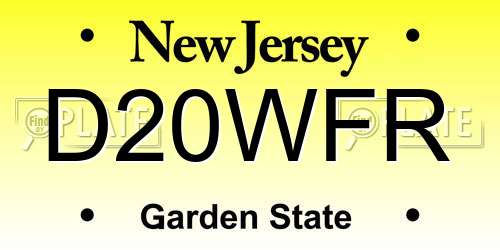 D20WFR New Jersey License Plate