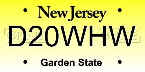 D20WHW New Jersey License Plate