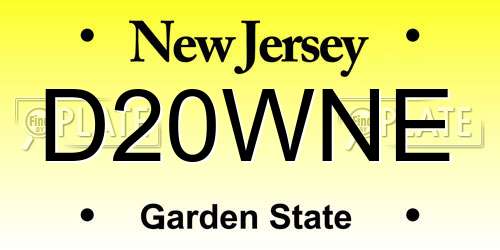 D20WNE New Jersey License Plate