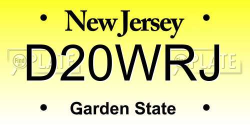 D20WRJ New Jersey License Plate
