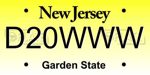 D20WWW New Jersey License Plate