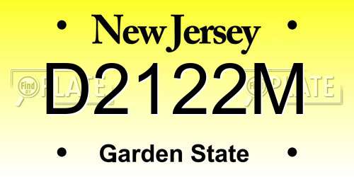 D2122M New Jersey License Plate