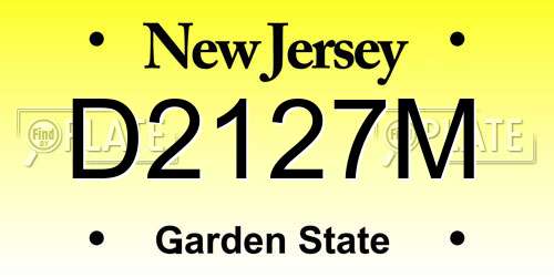 D2127M New Jersey License Plate