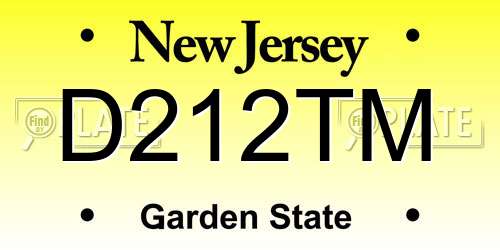 D212TM New Jersey License Plate