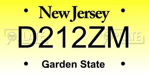 D212ZM New Jersey License Plate