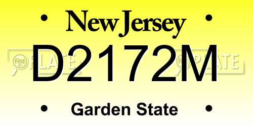 D2172M New Jersey License Plate
