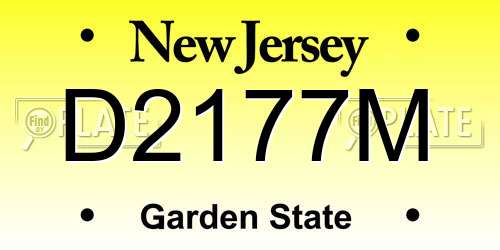 D2177M New Jersey License Plate